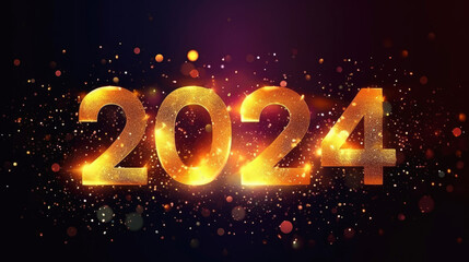 2024 Happy New Year, Sparkles, glitter, banner background