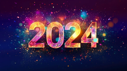 2024 Happy New Year, Sparkles, glitter, banner background
