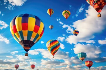 Fototapeta premium The intricate and colorful designs of hot air balloons in flight