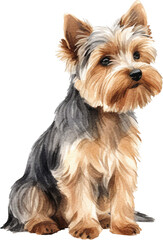 Yorkshire terrier dog watercolour illustration created with Generative AI technology