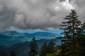 Appalachian Mountain Scene with overhanging clouds-00