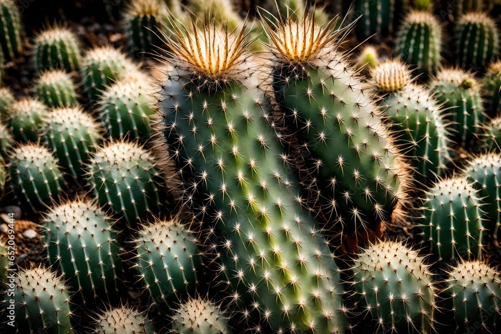 Poster a close-up of a cactus covered in sharp spines