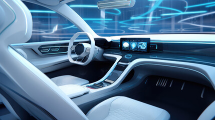 Clean and futuristic car interior design
