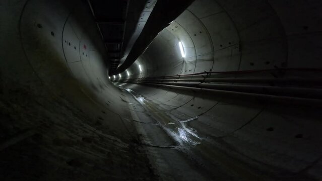 A Subway Tunnel with Segment Erector Assembled with Tunnel Boring Machine