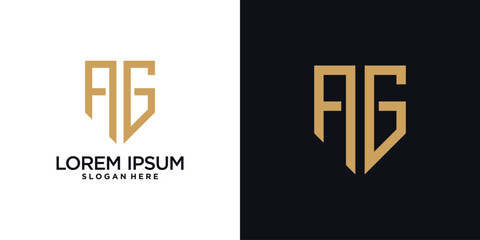 Monogram logo design initial letter a combined with shield element and creative concept