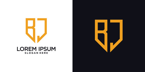 Monogram logo design initial letter b combined with shield element and creative concept