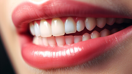 The smile of a woman with his mouth wide open.  Dental care and whitening teeth. Stomatology and beauty care.Snow-white healthy teeth.   Daily oral hygiene.