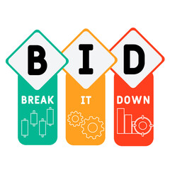 BID - Break it down acronym. business concept background.  vector illustration concept with keywords and icons. lettering illustration with icons for web banner, flyer, landing