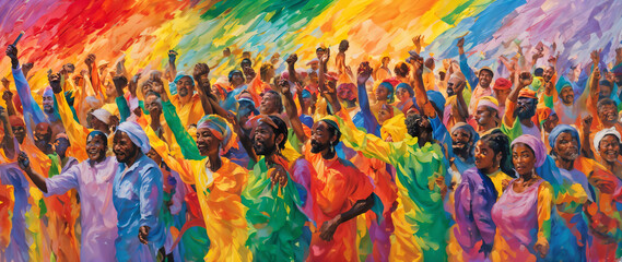 rainbow crowd social fight
