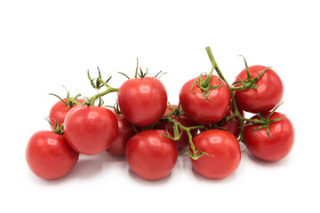 Ripe fresh organic tomatoes isolated on white background.