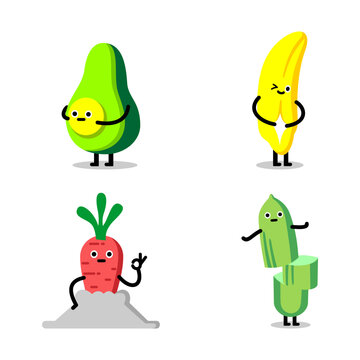 Cute fruit character icon vector