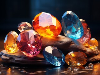 Colorful gemstones and crystals