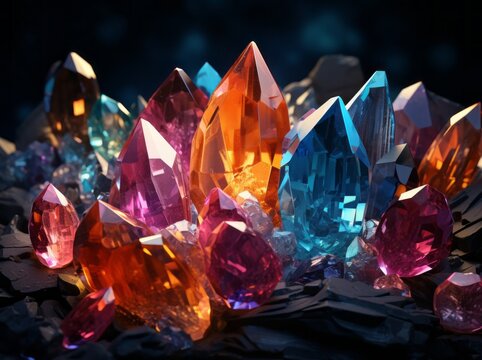 Colorful gemstones and crystals