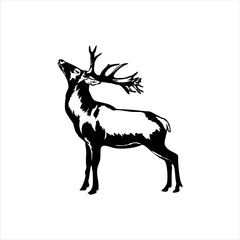 Reindeer silhouette black white icon vector image