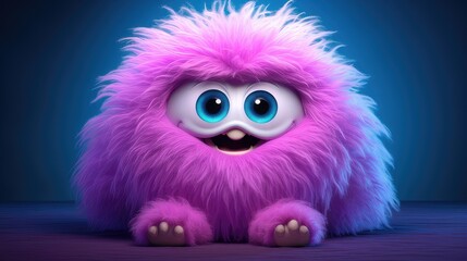 Small fluffy creature with big eyes. small creature for children's stories. generative AI