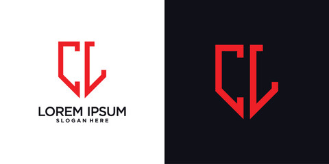 Monogram logo design initial letter c combined with shield element and creative concept