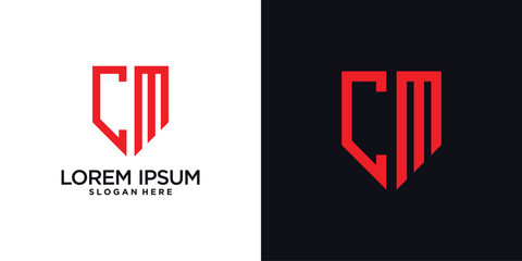 Monogram logo design initial letter c combined with shield element and creative concept