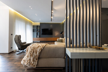 Living room interior in modern luxury apartment.