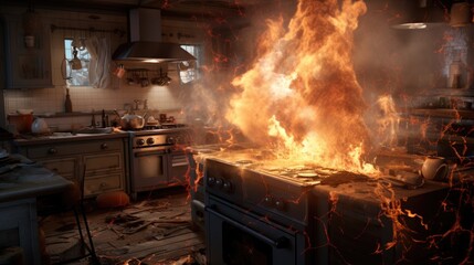 Kitchen on fire