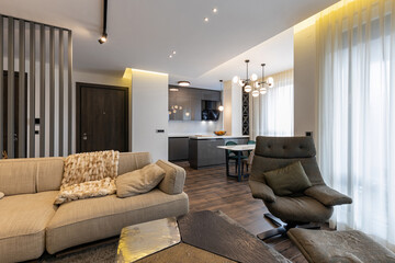 luxury apartment interior with modern furniture