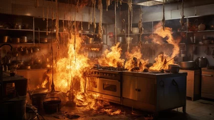 Fototapete Rund Kitchen on fire © Krtola 