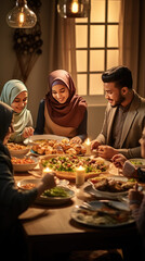Traditional Muslim Family Dinner