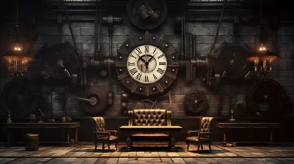 Fotobehang antique clock on a wall, AI Generated © PhotoWave