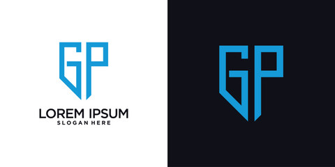 Obraz premium Monogram logo design initial letter g combined with shield element and creative concept