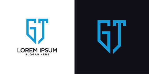 Obraz premium Monogram logo design initial letter g combined with shield element and creative concept