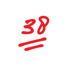 38 points test score, thirty eight points mark, bad exam results illustration - Vector