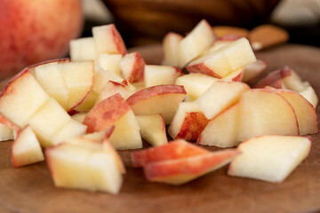 ripe delicious peaches on the table, making desserts