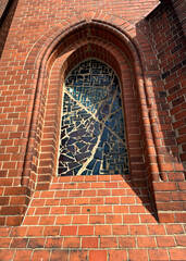 Frankfurt (Oder), Germany: Church of the Holy Cross...Window with thick colored glass.

