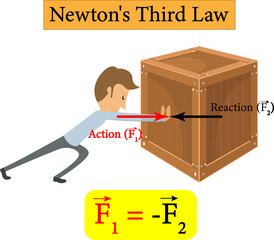Newton's Third Law of Motion: Action Reaction Pairs . Vector illustration