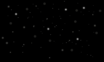 Winter Sternenhimmel mit Schnee und Sternen auf schwarzem Hintergrund