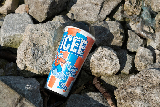 Icee cup on the rocks