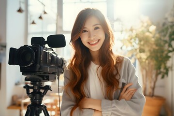 Asian woman with camera
