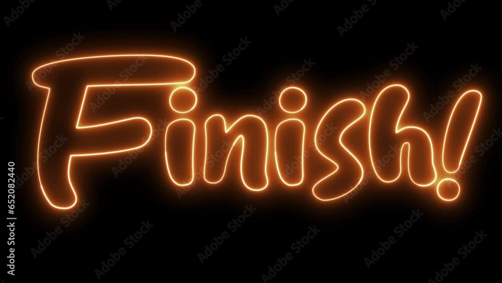 Poster finish text font with neon light. luminous and shimmering haze inside the letters of the text finish
