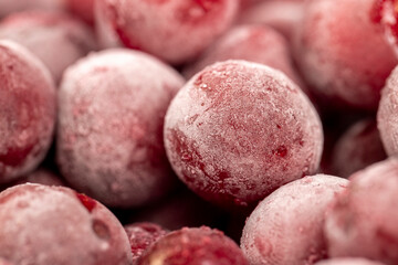 red cherry covered with a thin layer of ice