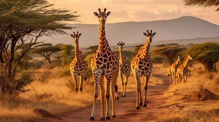 Poster Im Rahmen Giraffes in the African savannah. Serengeti National Park. Africa. Tanzania. © Ziyan Yang