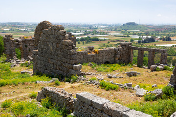 Ruins of Roman Baths in Sillyon, ancient Pamphylian city in Turkey.