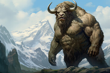 Fototapeta premium Muscular Animal Flexing in Nature