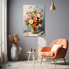 interior of a room with flowers