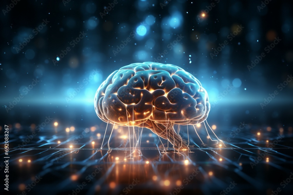 Aufkleber abstract human brain. concept of neurons and insight. background with selective focus and copy space