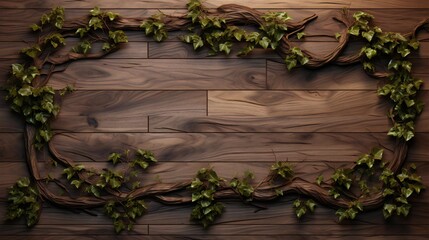 a wood texture with a plant growing on it generated by Ai