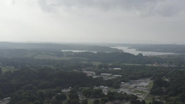 Aerial shot of an Urban town in middle America