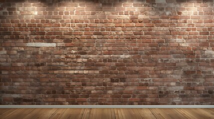 a close up of a brick wall with a wooden floor generated with Ai