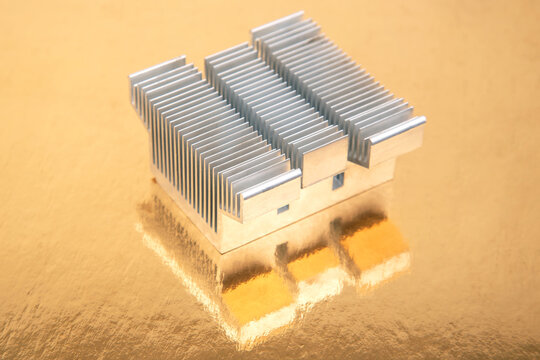 heatsink for computer. electronic component of computer technology. computer industry
