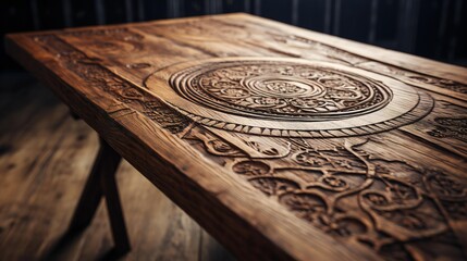 carvings on a table in a room generated by Ai