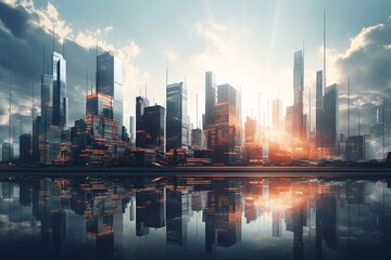 Obraz premium city skyline, Generative AI