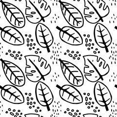 Seamless pattern botanical garden hand drawn